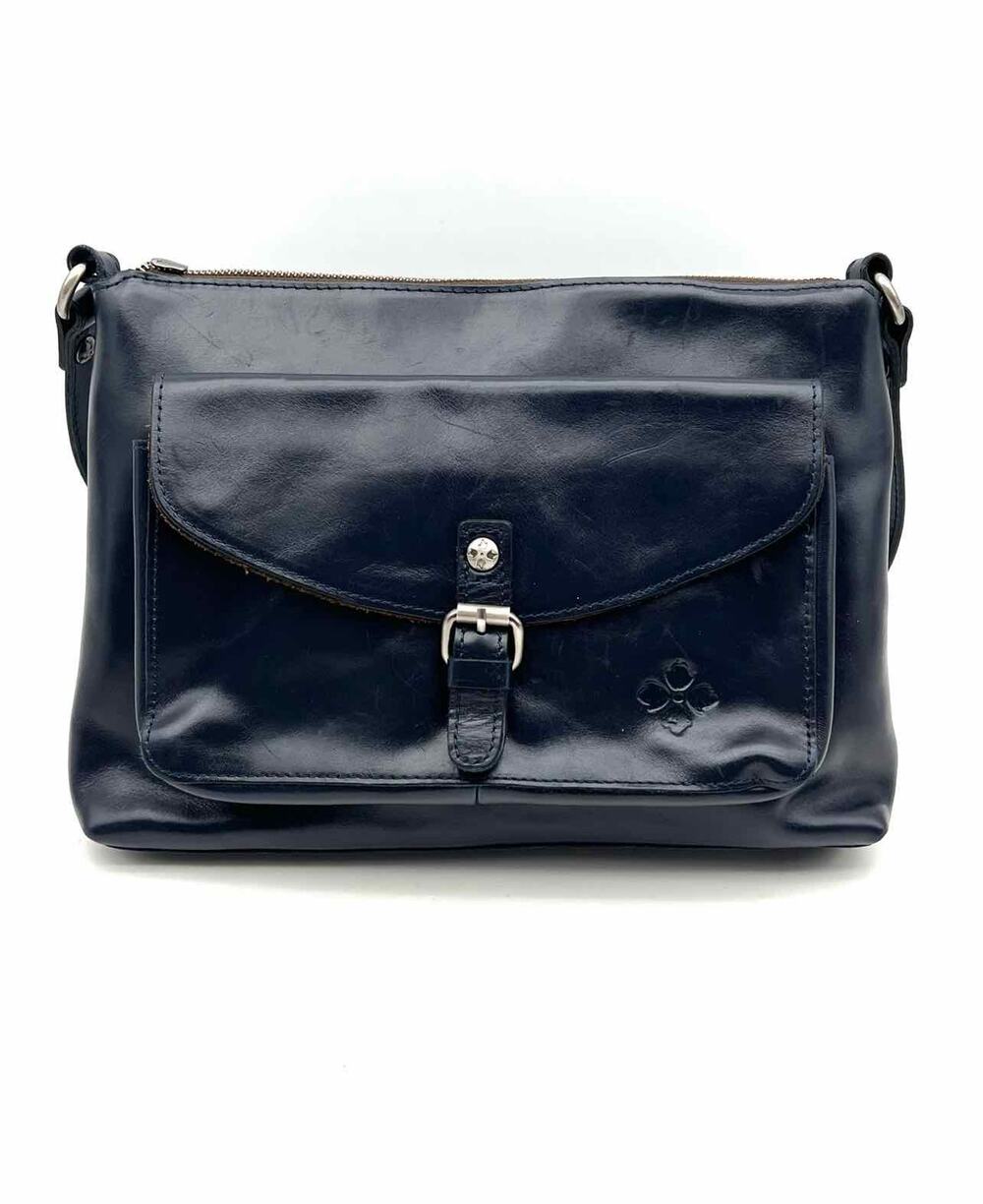 Patricia Nash Navy/Silver Buckle Leather AS IS Designer Crossbody